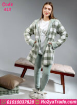 بيجامة شتوي بالروب قطيفة مربعات