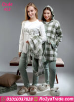 بيجامة شتوي بالروب قطيفة مربعات