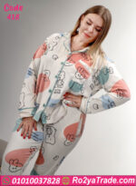 بيجامة شتوي قطيفة مطبوعة بيج سايز