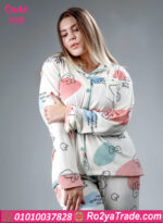 بيجامة شتوي قطيفة مطبوعة بيج سايز