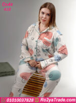 بيجامة شتوي قطيفة مطبوعة بيج سايز