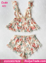 طقم هوت شورت شيفون مورد