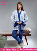 بيجامة شتوي بالروب قطيفة أزرق