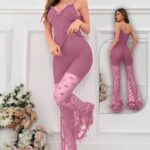 بيجامة حريمي ناعمة بنطلون شيفون قلوب