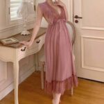 قميص نوم دانتيل ناعم طويل