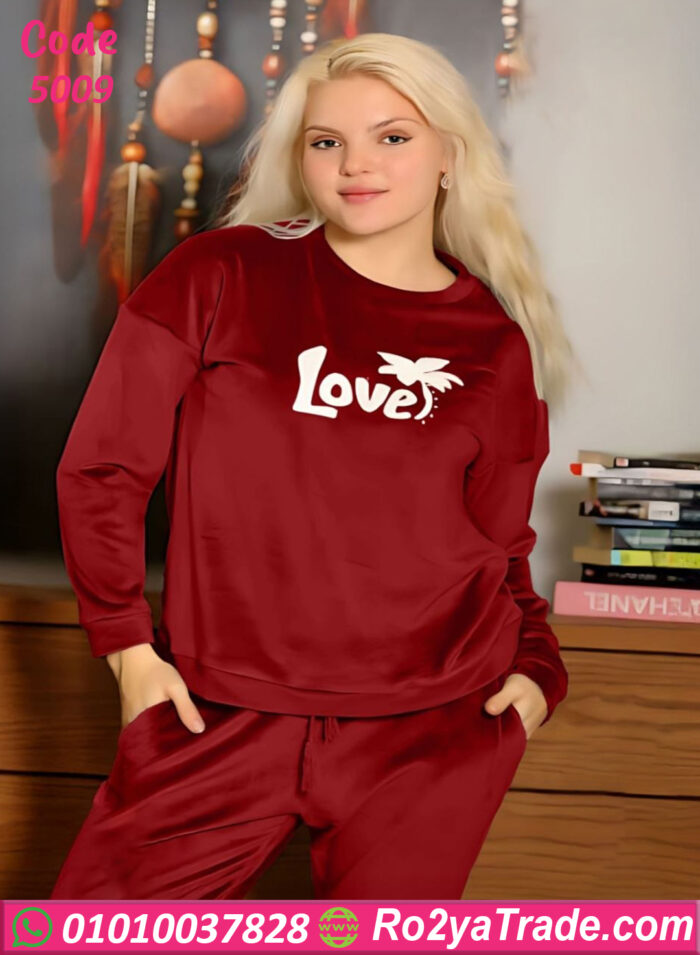 بيجامة قطيفة نسائي شتوي Love