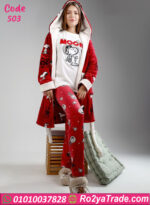 بيجامة شتوي قطيفة روب أحمر