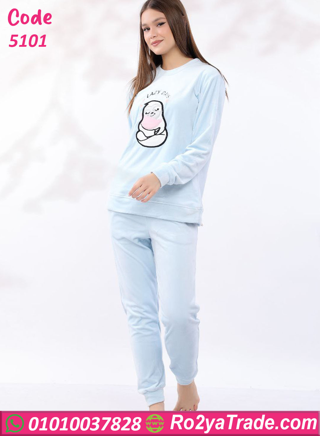 5101-10 بيجامة شتوي قطيفة بطبعة كرتونية – كود 5101 - الصورة 11