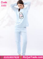 بيجامة شتوي قطيفة بطبعة كرتونية – كود 5101 - الصورة 9