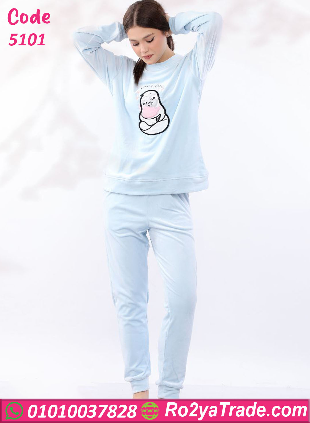 5101-8 بيجامة شتوي قطيفة بطبعة كرتونية – كود 5101 - الصورة 9