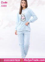 بيجامة شتوي قطيفة بطبعة كرتونية – كود 5101 - الصورة 10