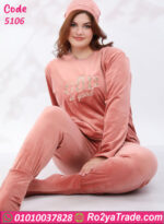 بيجامة شتوي قطيفة مع طاقية