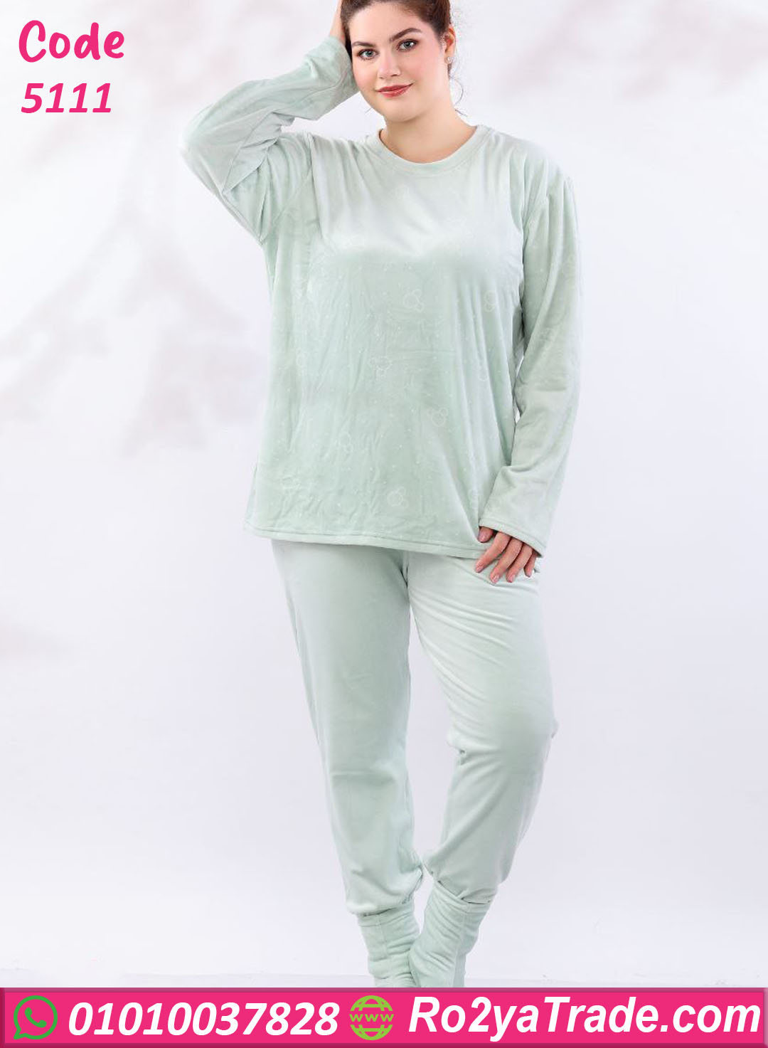 5111-10 بيجامة شتوي قطيفة مطبوعة