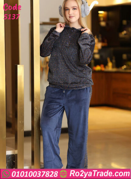 بيجامة قطيفة شتوي حريمي