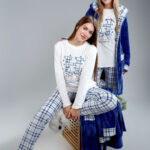 بيجامة شتوي كارو أزرق