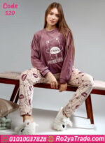 بيجامة شتوي قطيفة شكل دب