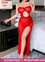 فستان لانجري أسود طويل سكسي