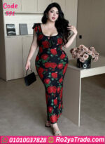 فستان ورد أحمر