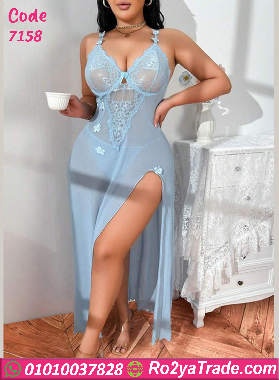 لانجري دانتيل طويل زهور