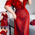 فستان لانجري شيفون أوف شولدر