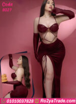 فستان لانجري لامع بفتحة جانبية