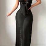 لانجري طويل دانتيل فيونكة