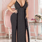 لانجري طويل بولكا دوت أسود