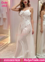 لانجري طويل أبيض شيفون للعرايس