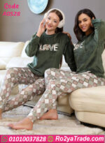 بيجامة قطيفة LOVE شتوي