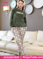 بيجامة قطيفة LOVE شتوي