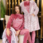 بيجامة فرو شتوي نسائي ثلاث قطع