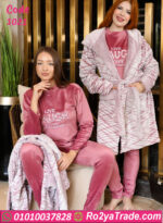 بيجامة فرو شتوي نسائي ثلاث قطع