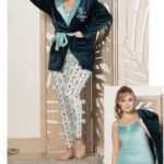 بيجامة قطيفة بالروب شتوي