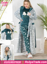 بيجامة قطيفة شتوي بالروب الطويل