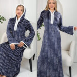 عباية بيت شتوي كحلي بفرو أبيض