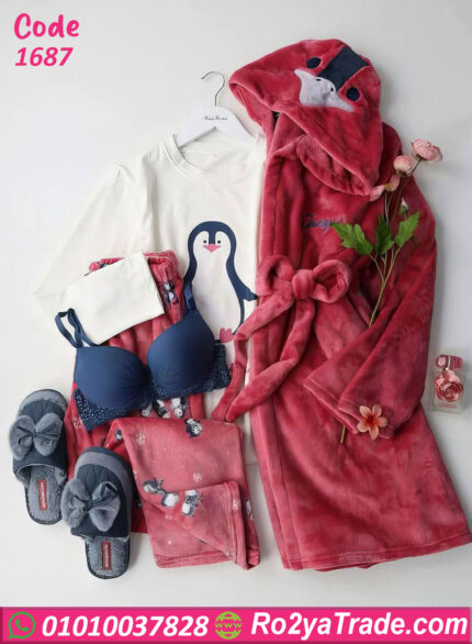 طقم قطيفة شتوي بالروب