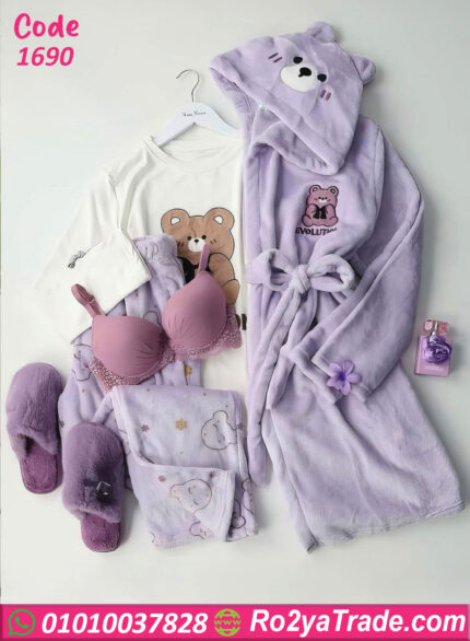 طقم قطيفة شتوي بنات