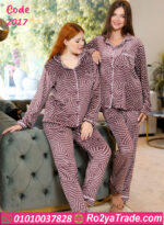 بيجامة شتوي قطيفة مطبوع