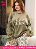 بيجامة شتوي قطيفة مطرزة