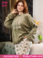 بيجامة شتوي قطيفة مطرزة