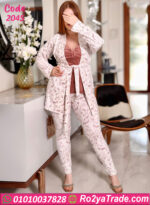 طقم بيجامة شتوي بالروب قطيفة ناعمة – كود 2045