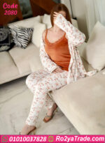 بيجامة شتوي بالروب مشجر قطيفة ناعمة