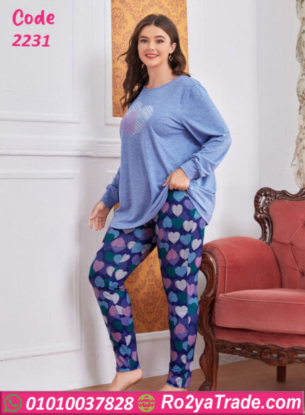 بيجامة شتوي قلوب