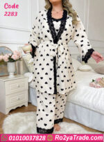 طقم شتوي دانتيل قلوب