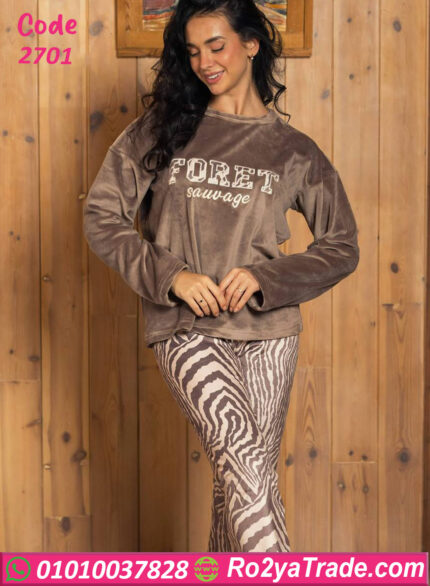 بيجامة قطيفة شتوي حريمي