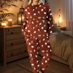 بيجامة شتوي فرو نسائي بنى