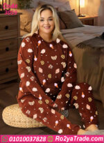 بيجامة شتوي فرو نسائي بنى