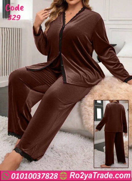 بيجامة قطيفة شتوي بيج سايز