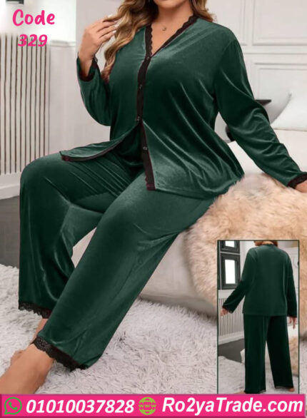 بيجامة قطيفة شتوي بيج سايز