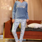 بيجامة قطيفة شتوي فلورال